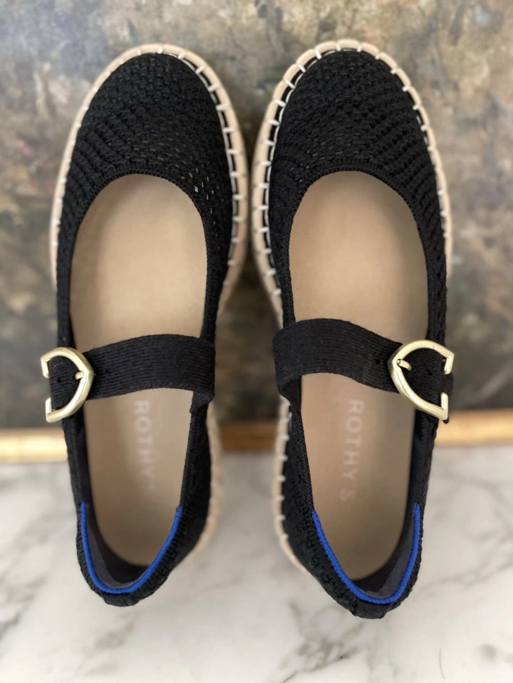 Rothy’s Espadrille Mary Jane Flats Ballet Size 6 Hemp Black - Picture 5 of 8